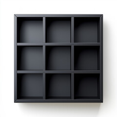 Elegant Black Cube Shelf Isolated on white Background