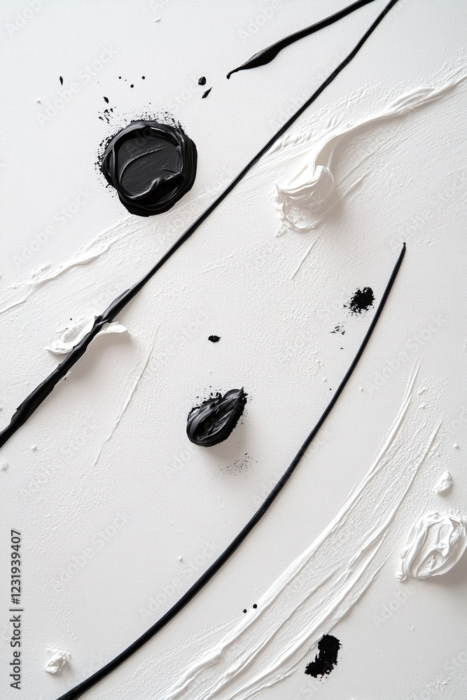 Poster black scribbles and abstract hand-drawn lines are scattered across a white canvas, creating a playfu