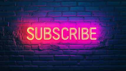 Obraz premium ネオンで輝く「SUBSCRIBE」サイン