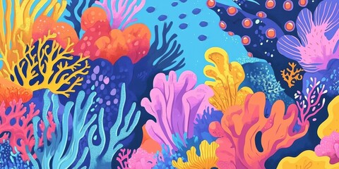 Vibrant Colorful Underwater Coral Reef Scene