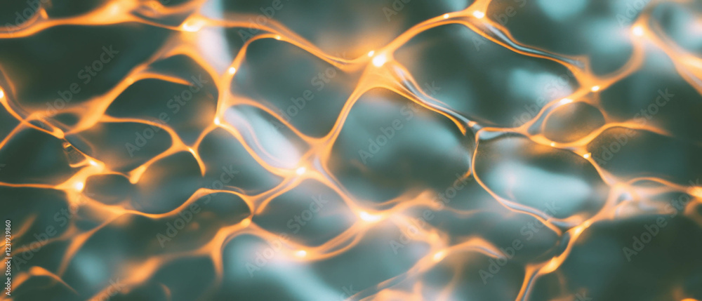 Poster intricate light patterns of window reflections with macro details against a dark backdrop