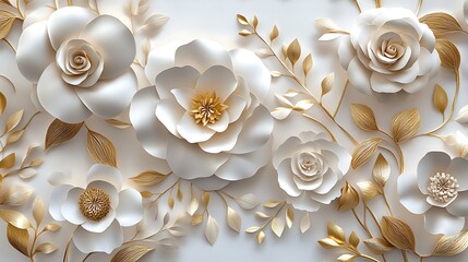 Elegant White and Gold Paper Flower Arrangement