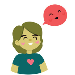 vector of a Happy Girl with Love Speech Bubble