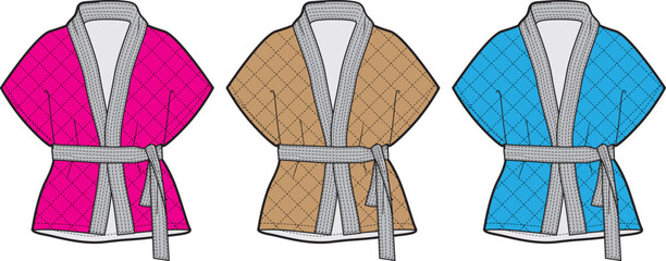 Quilted Kimono Robe Fashion Design Template
