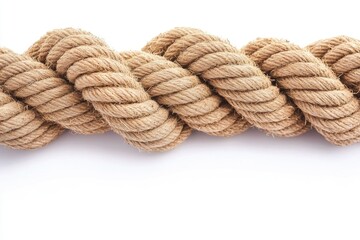 Fototapeta premium A detailed view of a rope lying flat on a white background, suitable for use in various contexts such as product photography or design elements