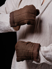 Padded textile armour gloves for historical knight fight