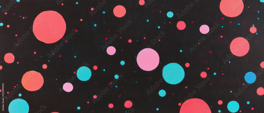 Poster colorful dot texture pattern with vibrant hues on a black background creates a dynamic design