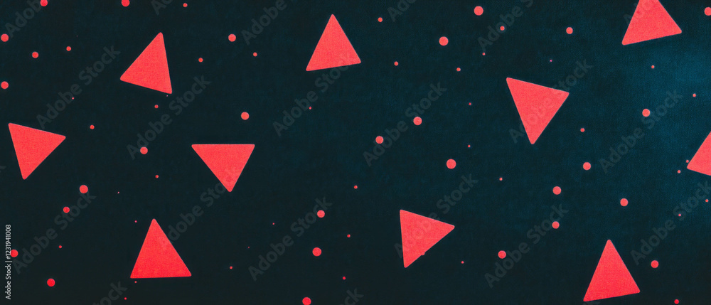 Poster geometric pattern featuring dots and triangles on a contrasting black background