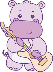 Fototapeta premium Cute hippo vector icon. Funny baby hippo animal series stock illustration. life of fluffy hippo designs.