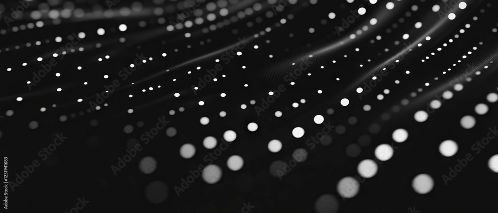 Poster reflective dot texture creating a shiny surface on a black background with light reflections