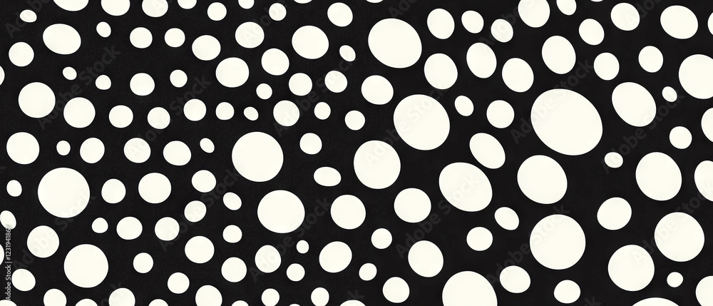 Poster bold dot texture pattern with large white dots on a solid black background