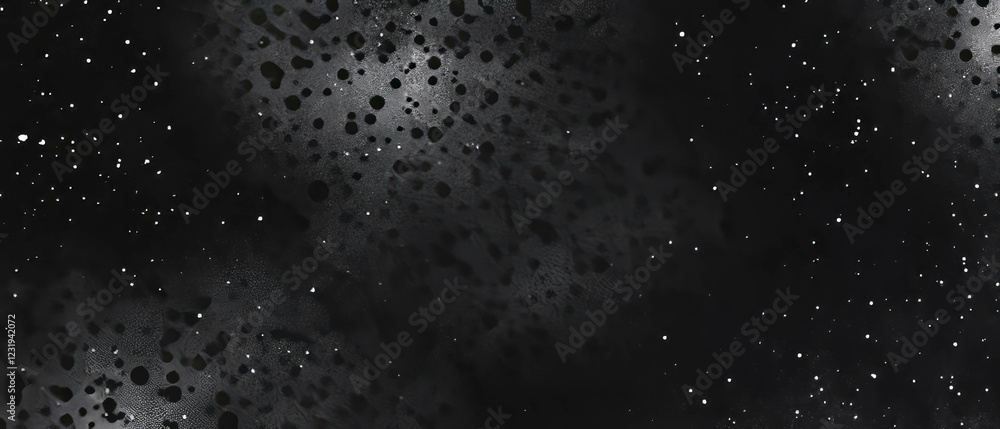 Poster exploring a vintage dot texture pattern with a grainy noise effect on a black background