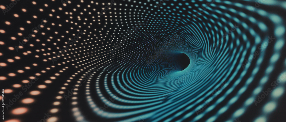 Poster mesmerizing dot texture with spiral pattern on a black background for dynamic visual effects