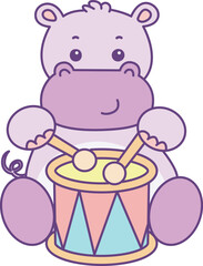 Cute hippo vector icon. Funny baby hippo animal series stock illustration. life of fluffy hippo designs.