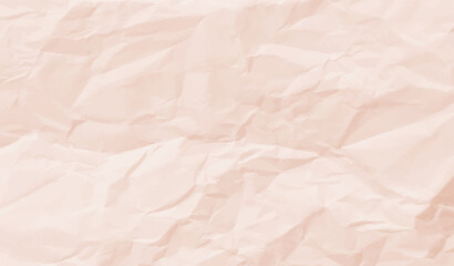 Neutral light pink wrinkled paper, vector background texture. Crumpled creased worn sheet