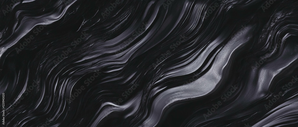 Poster curved line texture with wavy pattern on black background creates organic visual experience