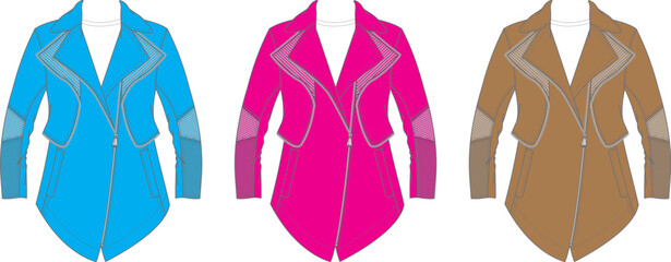 Stylish Women's Asymmetrical Zipper Jackets Design Template