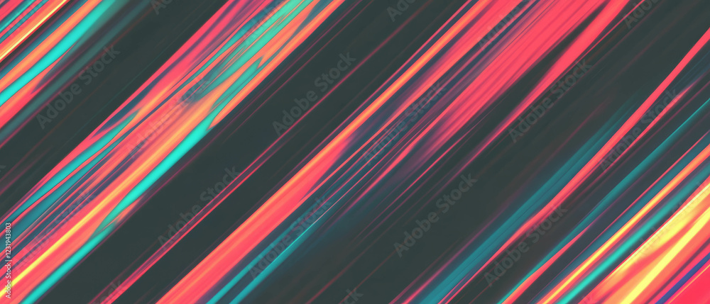 Aufkleber vibrant glowing line texture pattern on black background with dynamic illumination