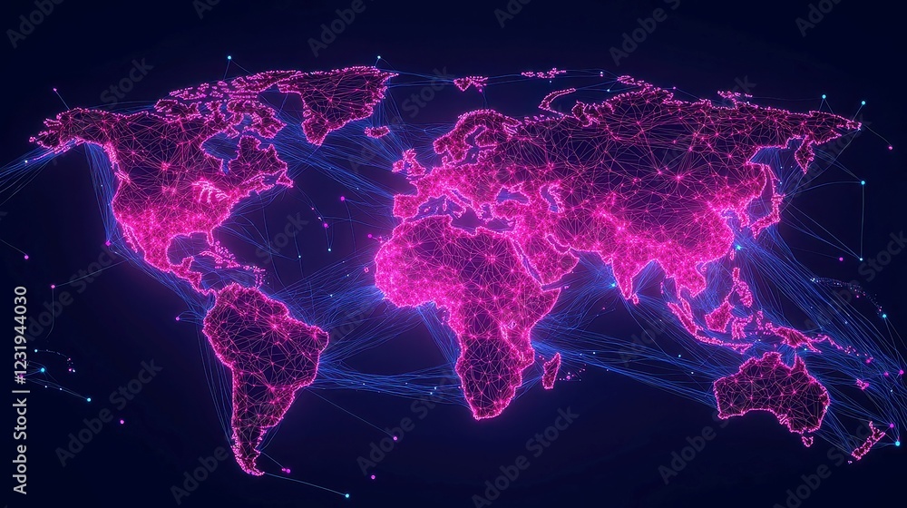 Poster global data center landscape, an expansive view highlighting key cloud computing hubs and server far
