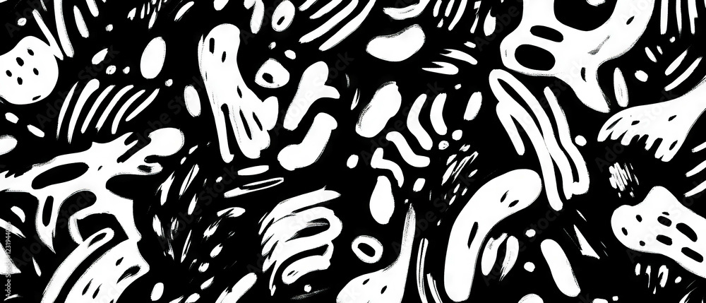 Poster exploring the artistic texture of hand-drawn line patterns on a black background