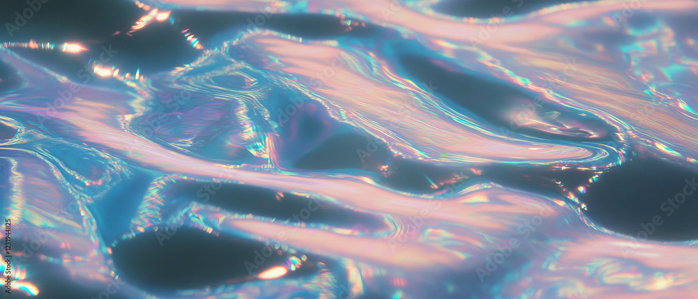 Poster line texture with reflective light patterns on a dark surface showcasing vibrant colors