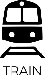 Simple black and white train icon graphic