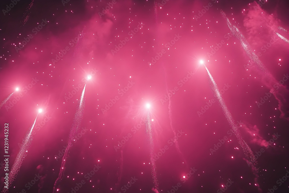 Canvas Prints a photo of pink fireworks illuminating the night sky, creating an enchanting display of colors and s