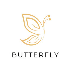 Obraz premium butterfly logo design gold line creative idea