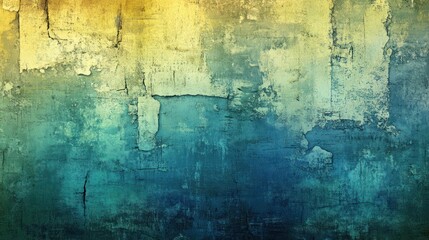 Obraz premium Weathered teal & gold wall texture, urban backdrop, design