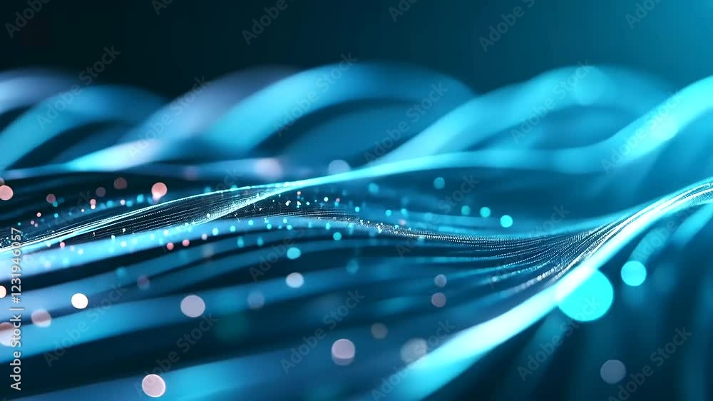 Poster a cold blue background with flowing motion blur and subtle highlights captures the essence of futuri