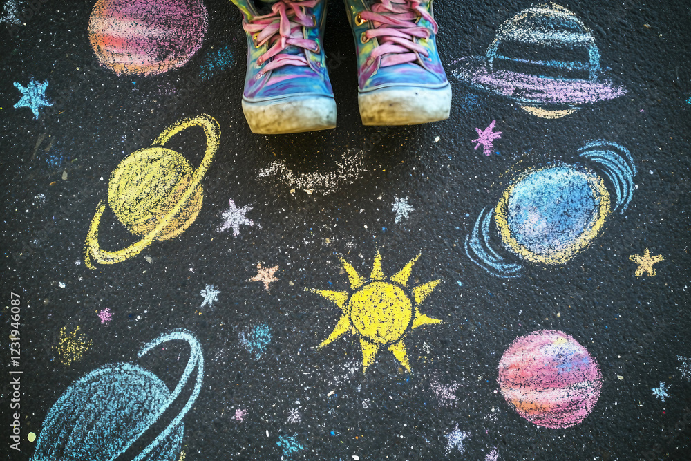 Poster generative ai photo of kids playing with chalk creating colorful masterpieces
