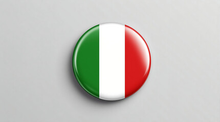 A round pin or badge featuring the Italian flag's tricolor design: green, white, and red, arranged vertically.  Clean and simple, suitable for representing Italy or Italian culture.

