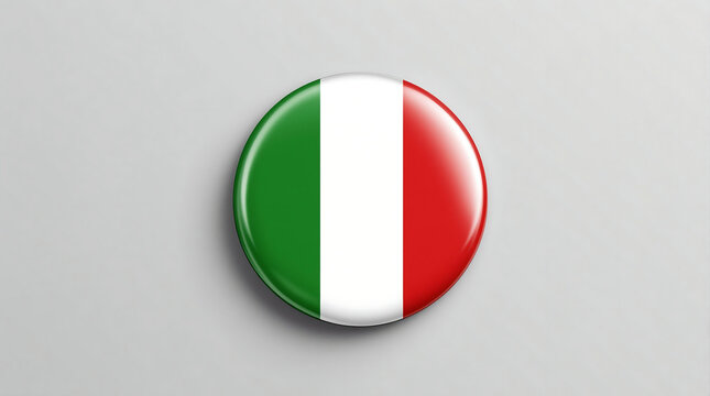 A round pin or badge featuring the Italian flag's tricolor design: green, white, and red, arranged vertically.  Clean and simple, suitable for representing Italy or Italian culture.

