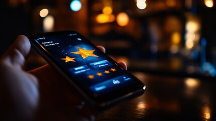 Mobile Phone Showing Customer Review Stars in a Bar