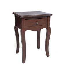 wood brown  ancient bedside table isolated on white background