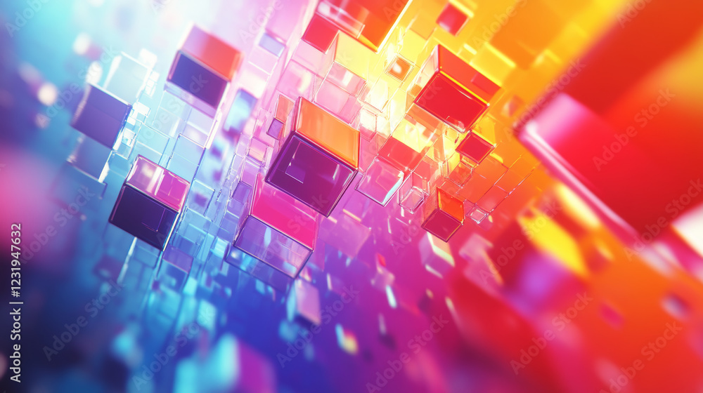 Poster Abstract vector background with color rainbow squares