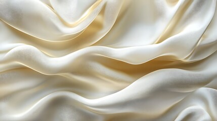 Fototapeta premium Cream silk fabric texture, draped folds, soft light, elegant background, textile design