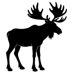 Cute Silhouette of a Moose line art vector cartoon illustration