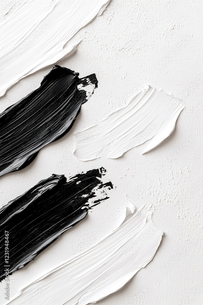 Aufkleber soft black ink brush strokes are artfully arranged on a white canvas, creating a peaceful yet dynami