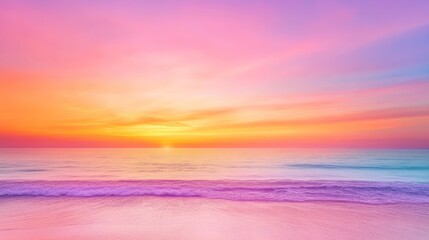 Obraz premium Vibrant sunset gradient over a tranquil horizon with orange, pink, and purple hues blending beautifully