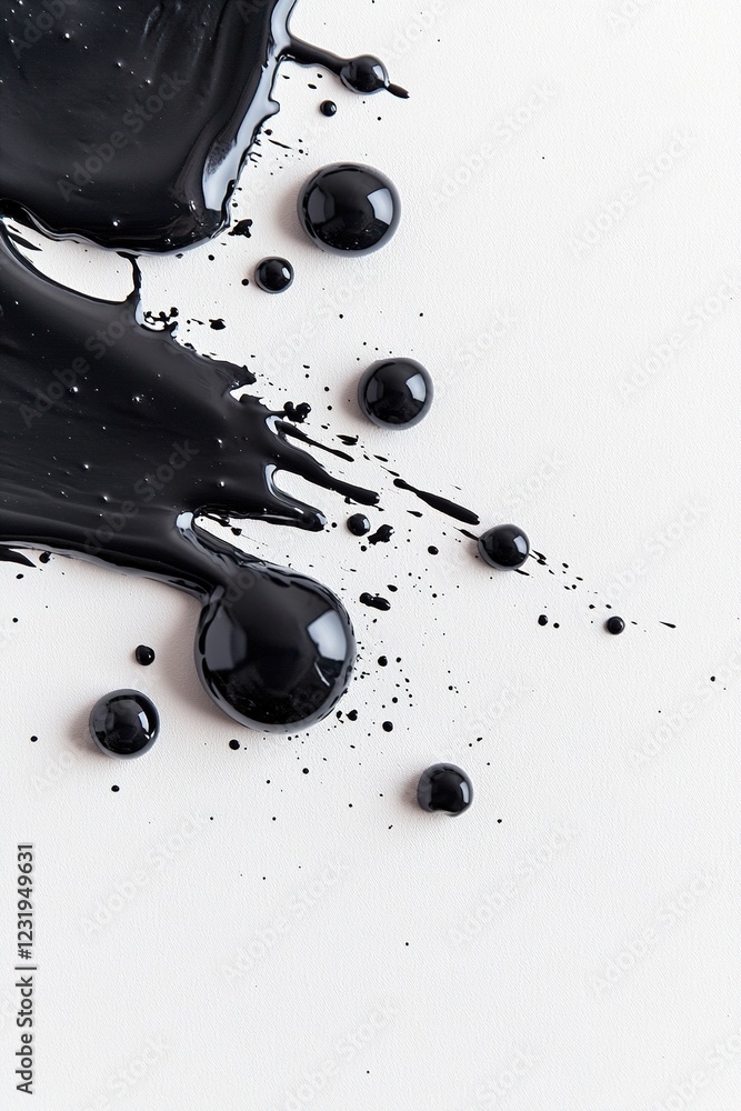 Aufkleber black ink blots are splashed across a clean white canvas, featuring soft edges and negative space su