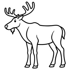 Cute Silhouette of a Moose line art vector cartoon illustration