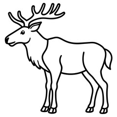 Fototapeta premium Cute Silhouette of a Moose line art vector cartoon illustration