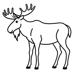 Cute Silhouette of a Moose line art vector cartoon illustration