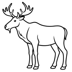 Cute Silhouette of a Moose line art vector cartoon illustration