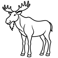 Cute Silhouette of a Moose line art vector cartoon illustration