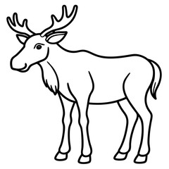Cute Silhouette of a Moose line art vector cartoon illustration