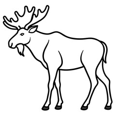 Cute Silhouette of a Moose line art vector cartoon illustration