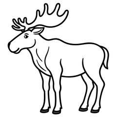 Cute Silhouette of a Moose line art vector cartoon illustration