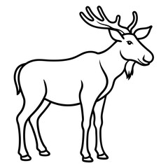 Cute Silhouette of a Moose line art vector cartoon illustration